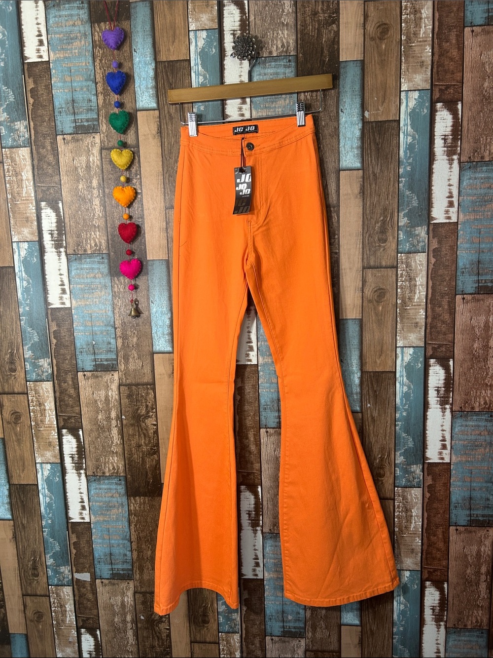 Bright Orange High-Rise skinny Flare pants